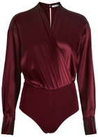Esse Studios Illi Wrap-effect Silk Bodysuit Burgundy