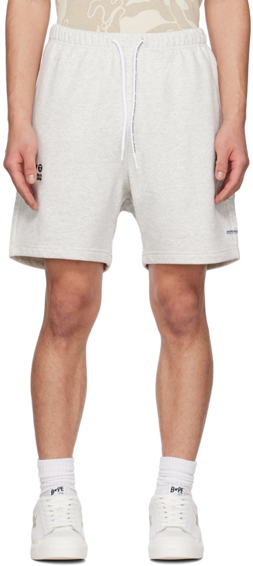 Photo: AAPE by A Bathing Ape Gray Embroidered Shorts