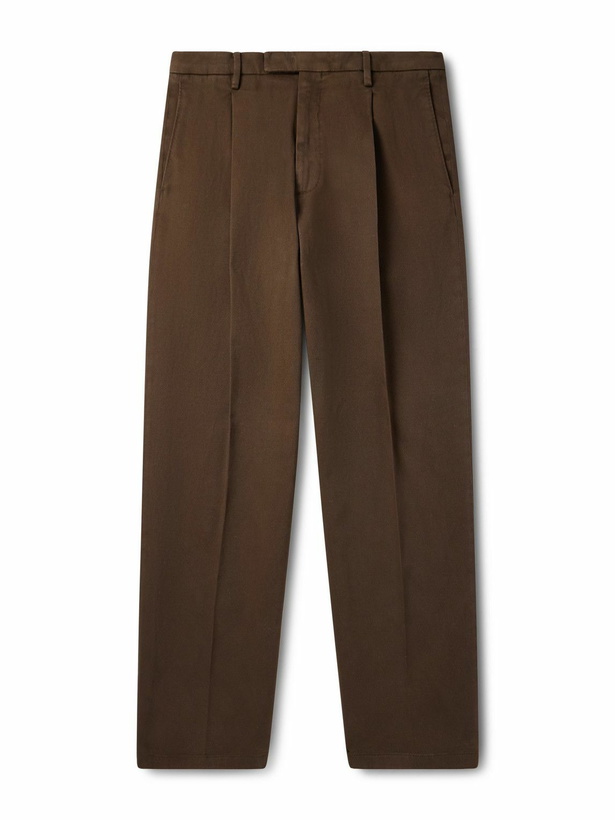 Photo: Boglioli - Straight-Leg Garment-Dyed Cotton-Blend Twill Trousers - Brown