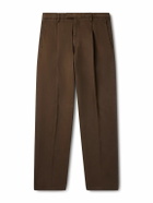Boglioli - Straight-Leg Garment-Dyed Cotton-Blend Twill Trousers - Brown