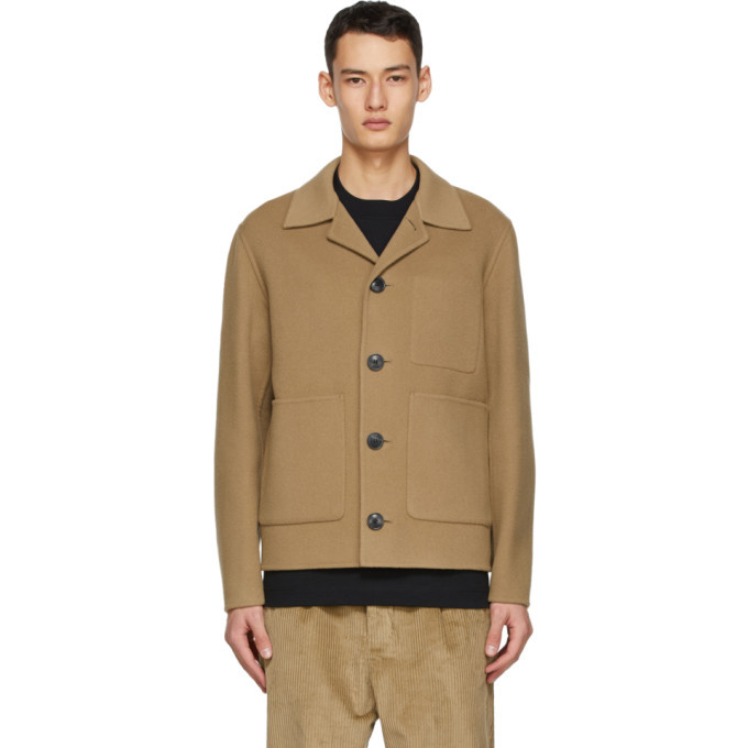 AMI Alexandre Mattiussi Tan Wool and Cashmere Unstructured Jacket