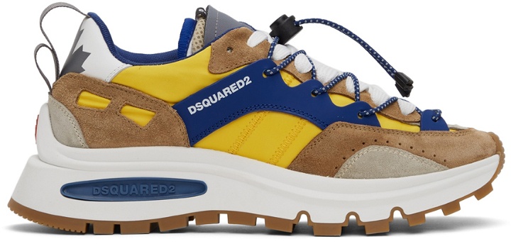 Photo: Dsquared2 Beige & Blue Run DS2 Sneakers