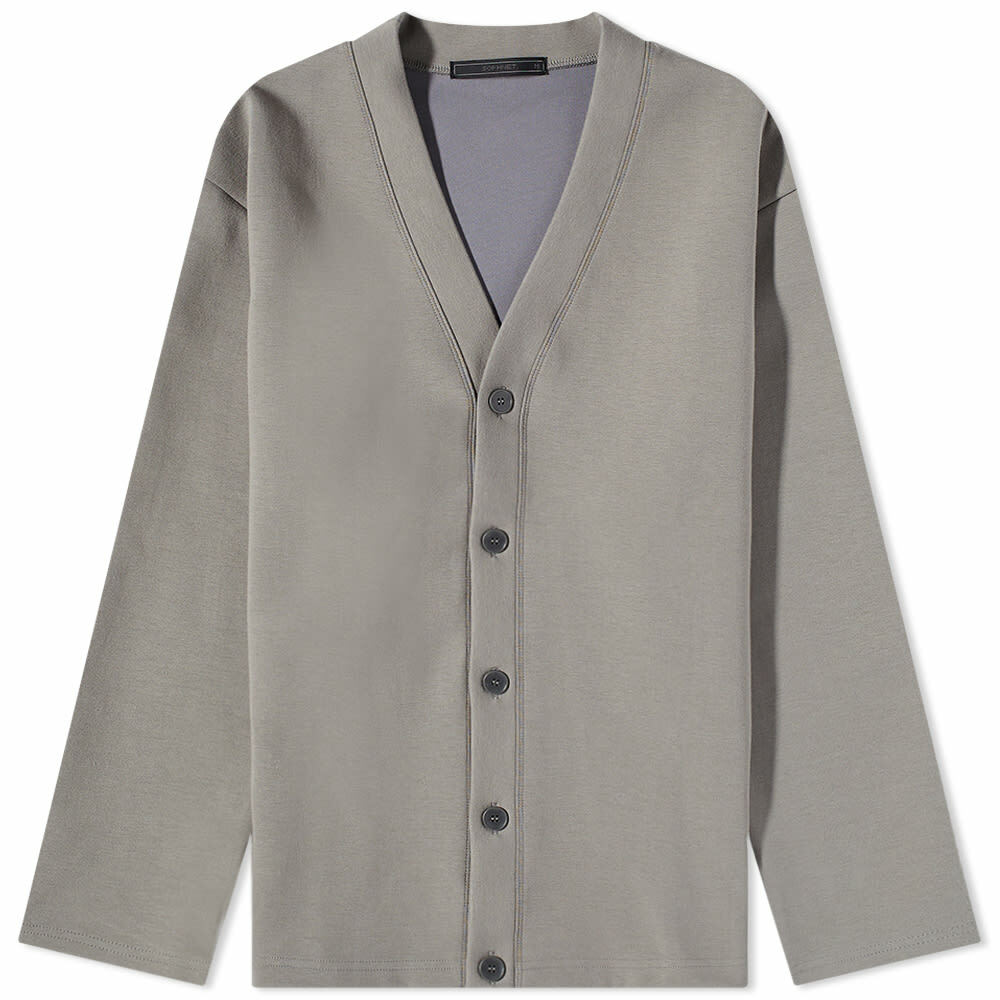 SOPHNET. Men's SOPHNET Star Elbow Patched Tech Knit Cardigan in Grey