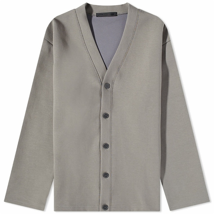 Photo: SOPHNET. Men's SOPHNET Star Elbow Patched Tech Knit Cardigan in Grey