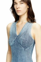Diesel Denim-yarn midi dress with shiny effect - Dresses Womens in Blue