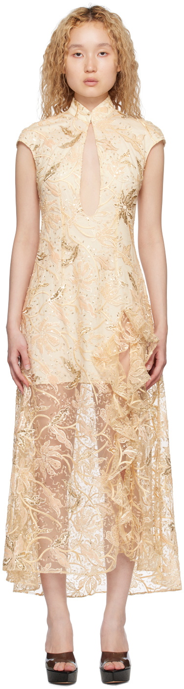 KIM SHUI SSENSE Exclusive Beige Qi Pao Maxi Dress
