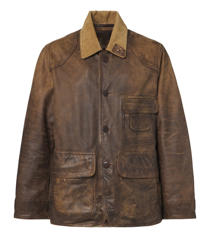 Photo: RRL Corduroy-trimmed leather jacket