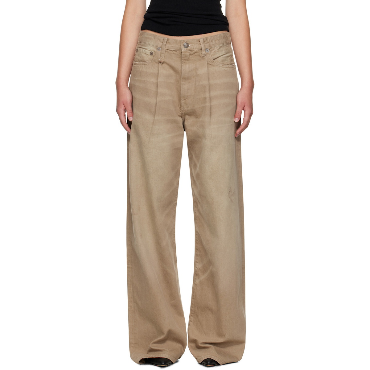 R13 Tan Damon Pleated Jeans