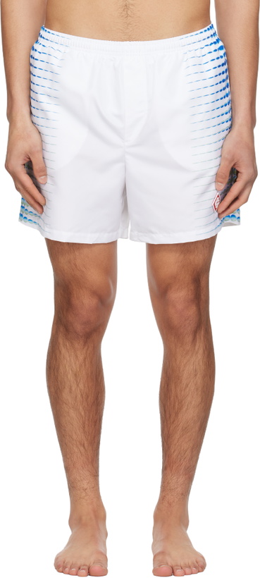 Photo: Casablanca White Printed Swim Shorts