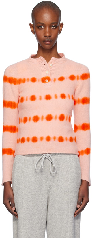 Photo: The Elder Statesman Pink Rave Henley Sweater