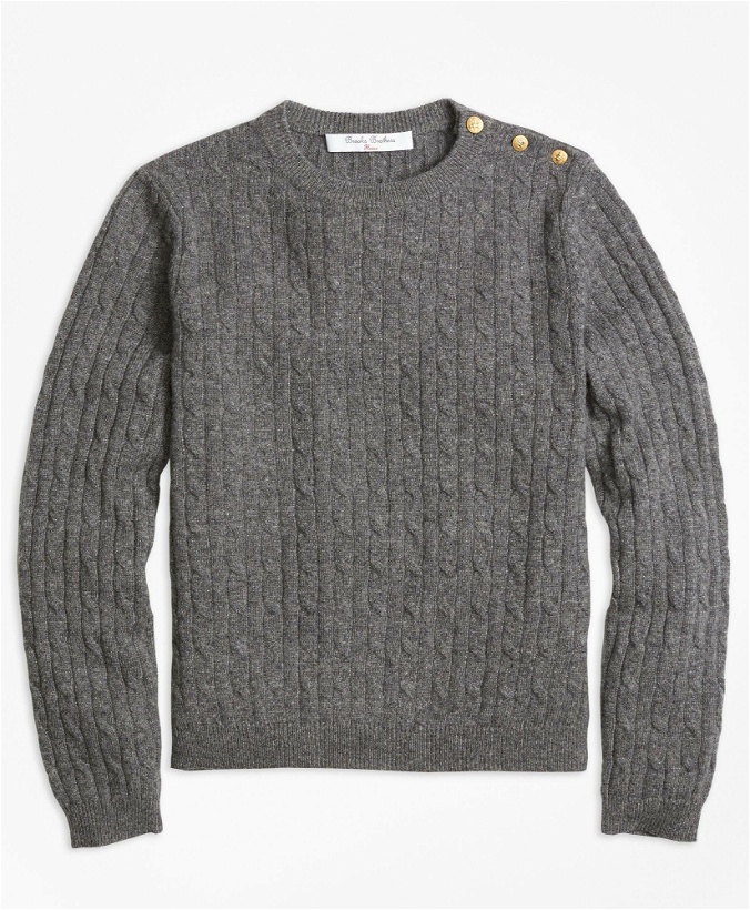 Photo: Brooks Brothers Girls Cashmere Cable Crewneck Sweater | Grey