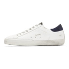 Golden Goose White and Navy Superstar Sneakers