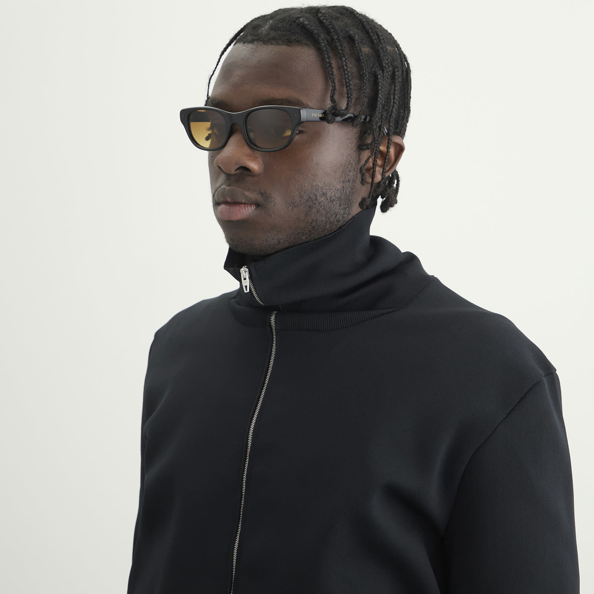 Prada Eyewear C08S Sunglasses in Black/Yellow Gradient Light Brown 