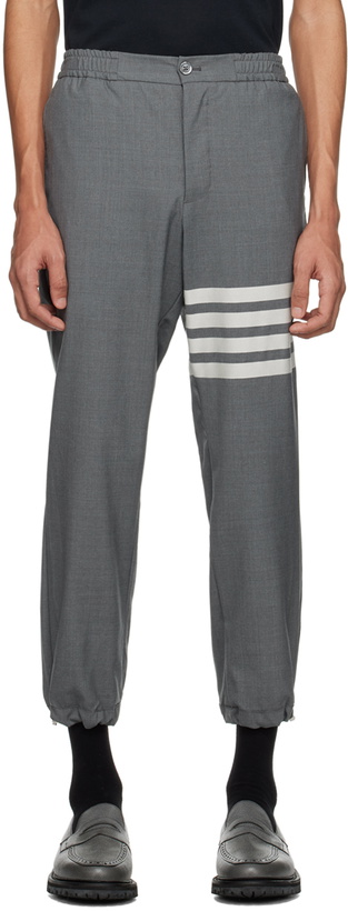 Photo: Thom Browne Gray 4-Bar Trousers