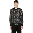 Fendi Reversible Black Silk Super Bugs Bomber Jacket