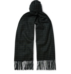A.P.C. - Fringed Checked Wool and Angora-Blend Scarf - Green