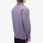 Homme Plissé Issey Miyake Men's Pleated Long Sleeve Polo Shirt in Purple Grey