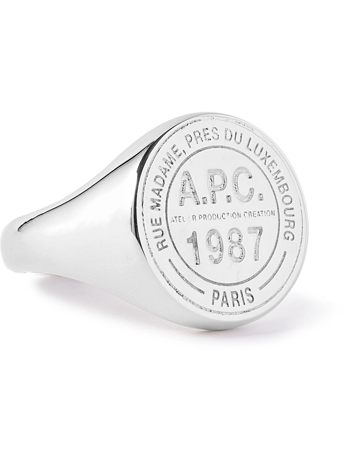 A.P.C. - Logo-Engraved Silver-Tone Signet Ring - Silver A.P.C.