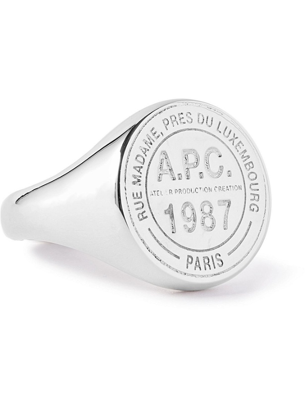 Photo: A.P.C. - Logo-Engraved Silver-Tone Signet Ring - Silver