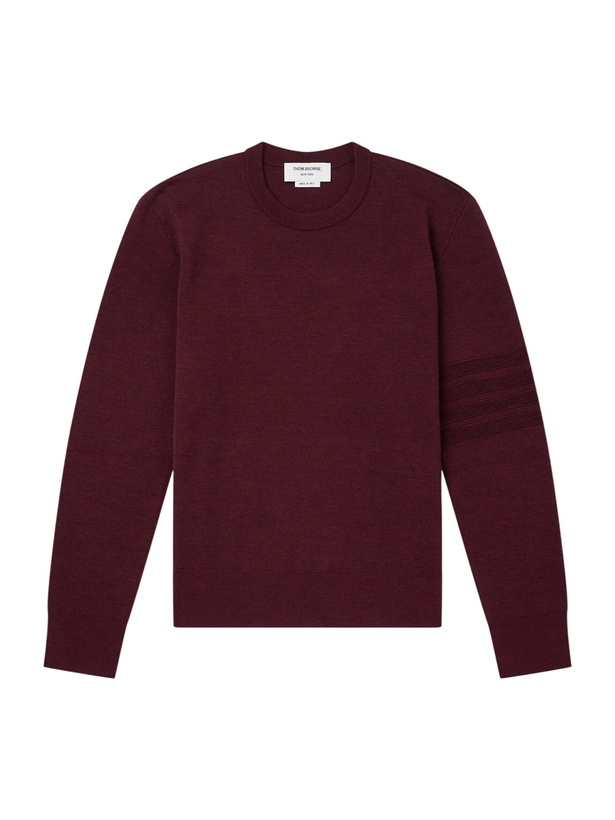 Photo: Thom Browne - Milano Stitch Wool, Linen and Cotton-Blend Sweater - Burgundy