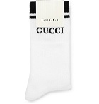Gucci - Logo-Intarsia Stretch Cotton-Blend Socks - White