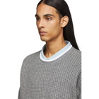 Thom Browne Grey Waffle Wool Relaxed Fit Crewneck Sweater