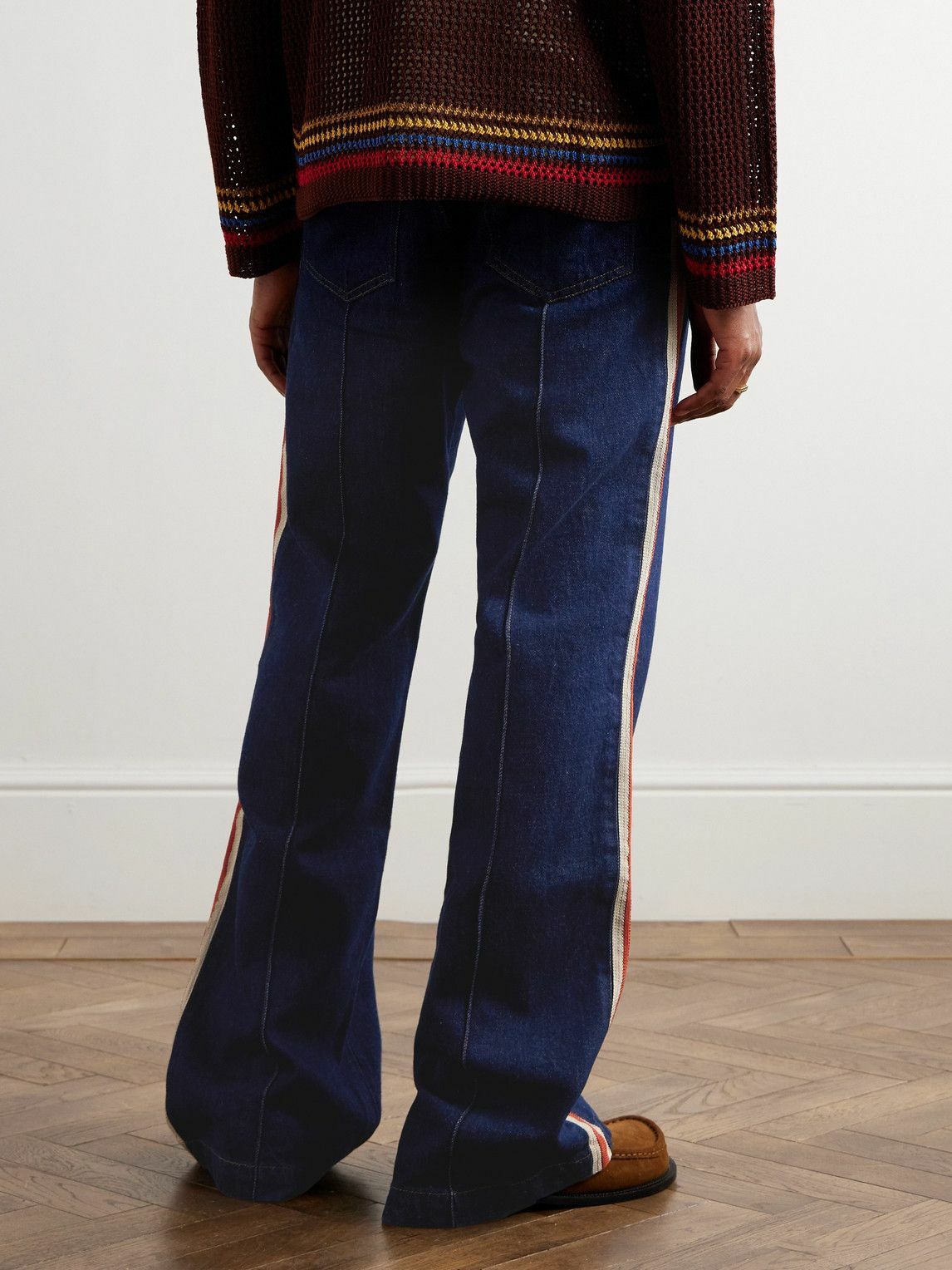 Wales Bonner - Shadow Straight-Leg Striped Crochet-Trimmed Raw