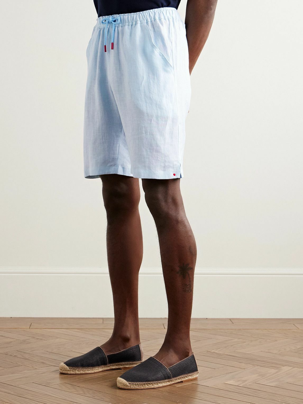 Kiton - Slim-Fit Linen Drawstring Shorts - Blue