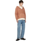 Les Tien Orange Heavyweight Raw Cropped Hoodie