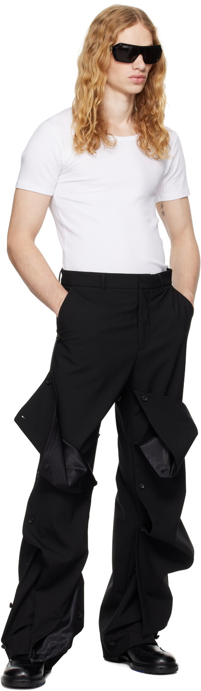 Y/Project Black Button Panel Trousers