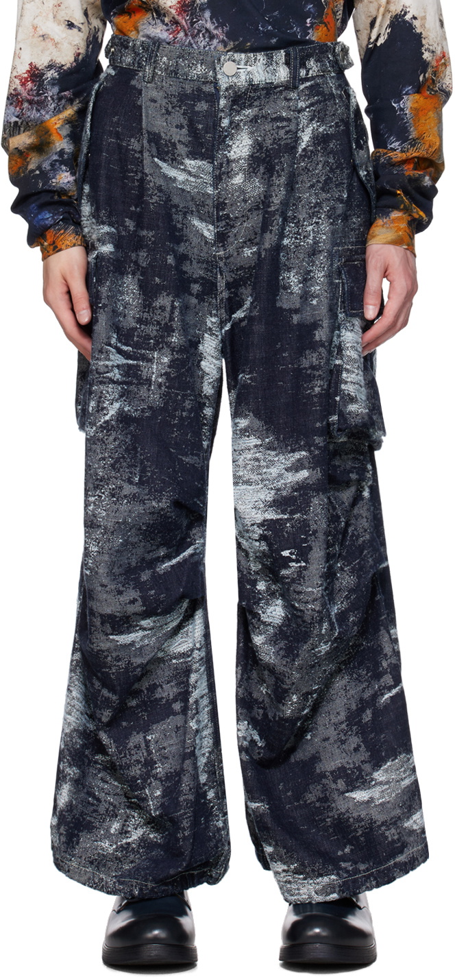 TAAKK Navy Cargo Pocket Jeans