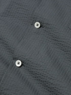 Mr P. - Camp-Collar Cotton-Seersucker Shirt - Gray