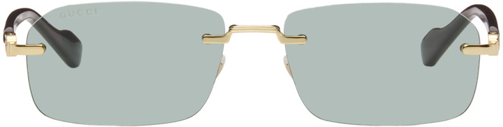 Photo: Gucci Gold Rectangular Sunglasses