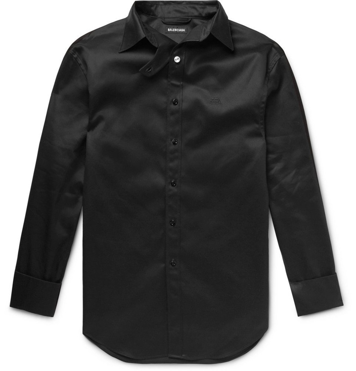 Photo: Balenciaga - Oversized Printed Cotton-Satin Shirt - Black