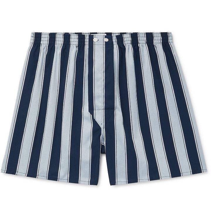 Photo: DEREK ROSE - Royal Striped Cotton Boxer Shorts - Blue