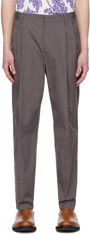 Photo: Dries Van Noten Gray Pleated Trousers