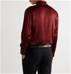 SAINT LAURENT - Tie-Detailed Polka-Dot Silk-Satin Shirt - Red