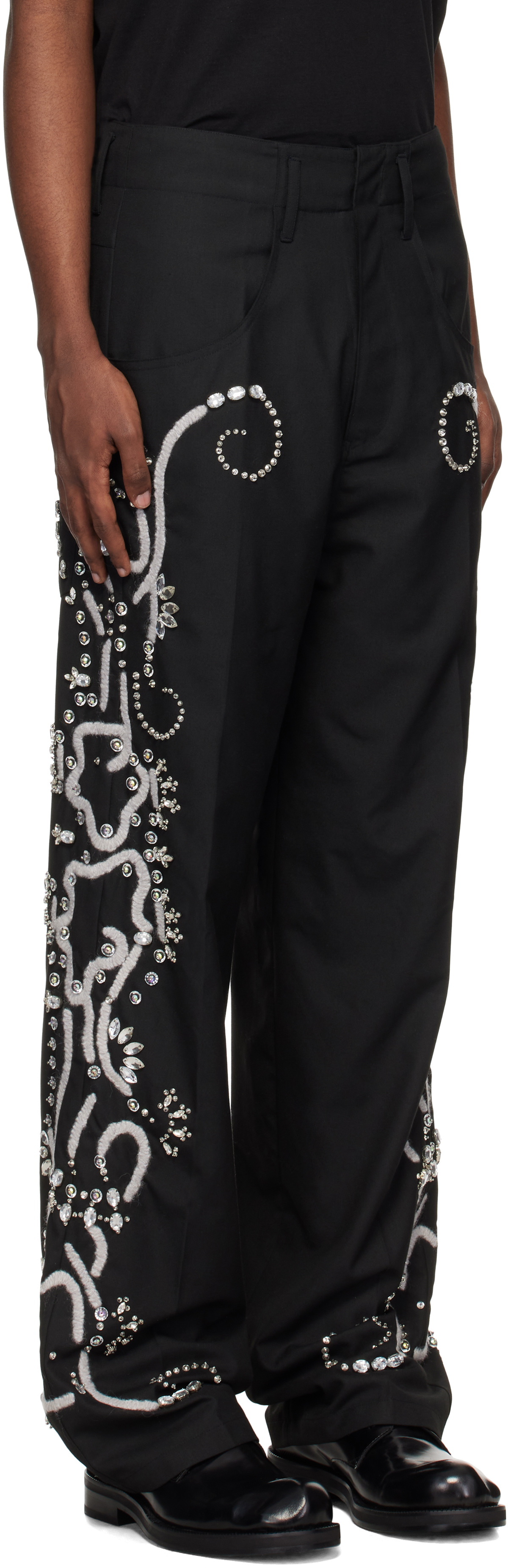 BLUEMARBLE Black Hand Embroidered Trousers