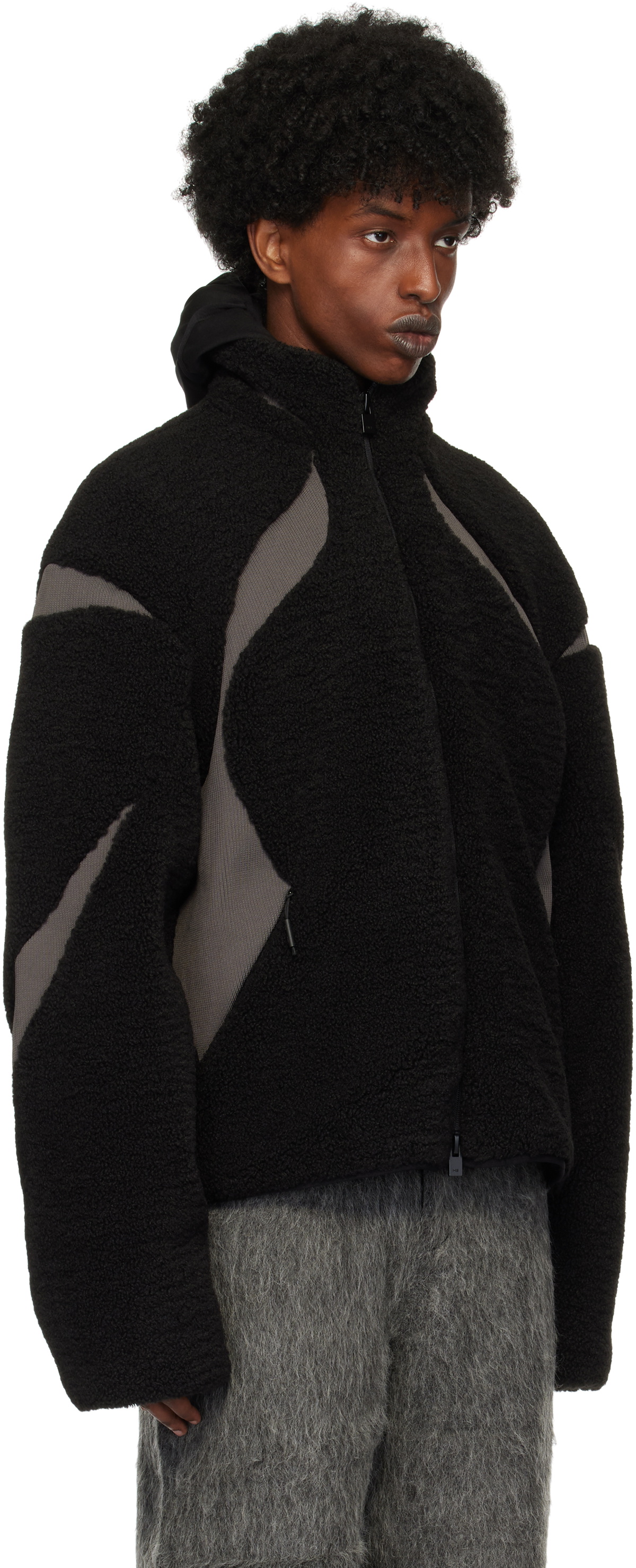 HELIOT EMIL Black & Gray Custos Fleece Jacket