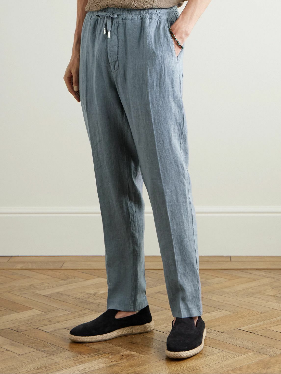 Altea - Mattia Straight-Leg Linen Trousers - Gray