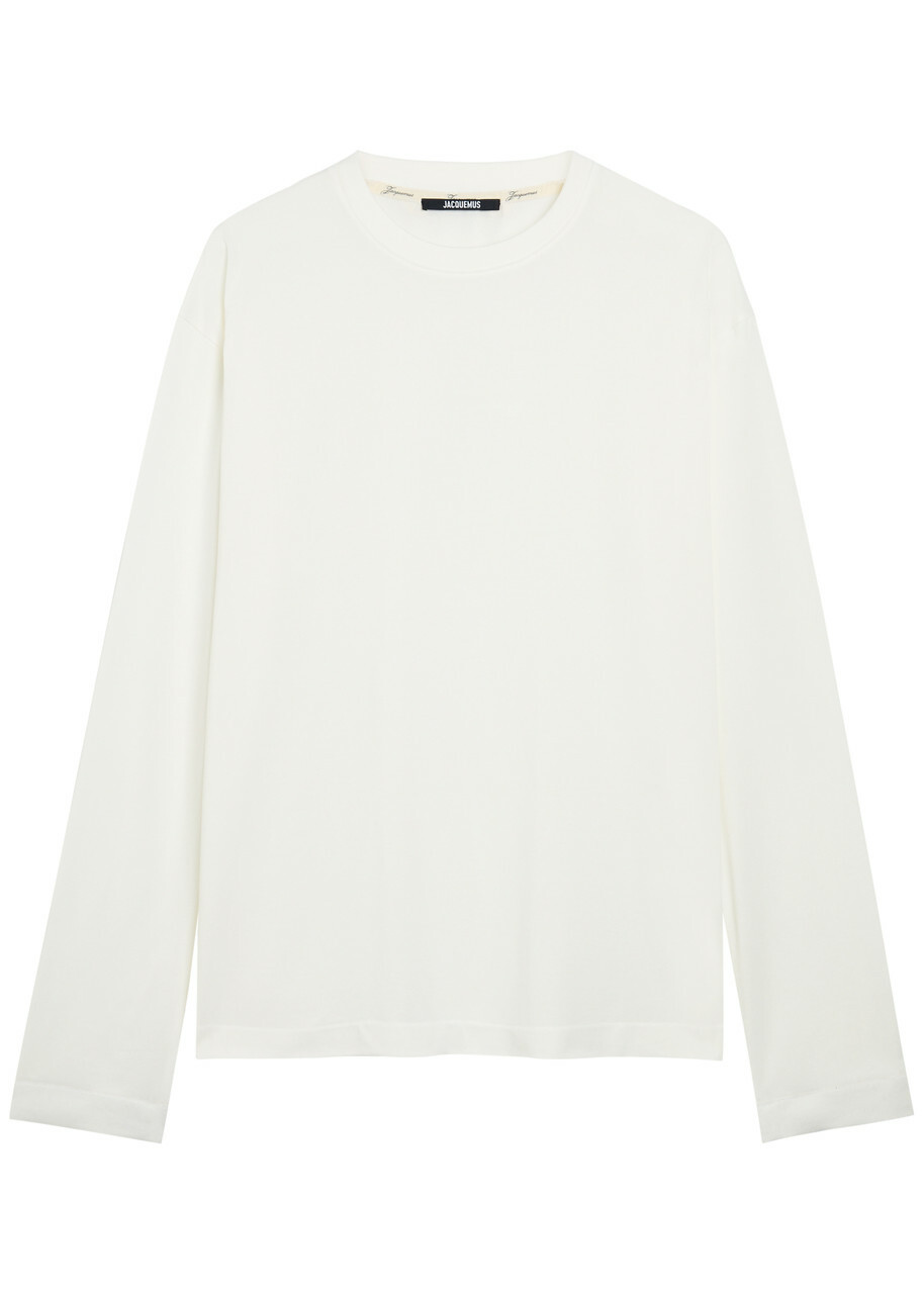 Jacquemus Le Tshirt Rond Carre Logo-embroidered Woven T-shirt White