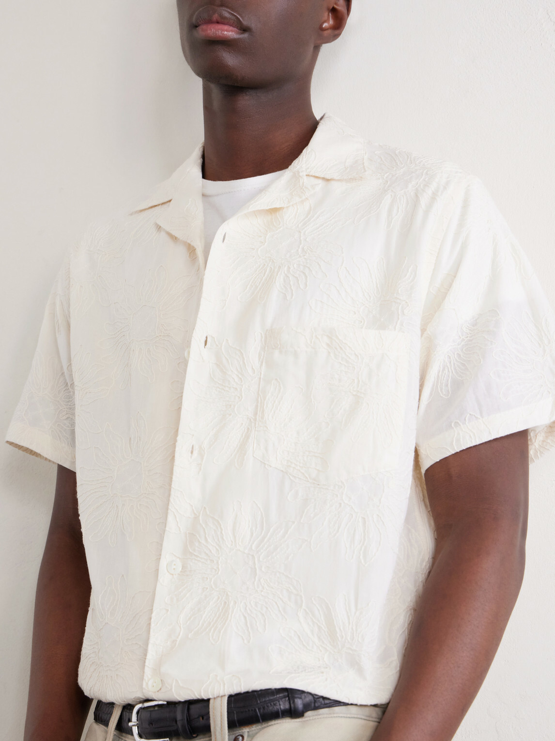 Portuguese Flannel - Duke Convertible-Collar Embroidered Cotton-Blend Shirt - Neutrals