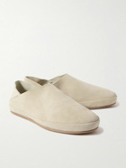 Mulo - Collapsible-Heel Suede Loafers - Neutrals