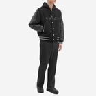 Givenchy Men's Logo Leather Hooded Varsity Jacket in Black