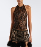 The Attico Sequined halterneck lace top