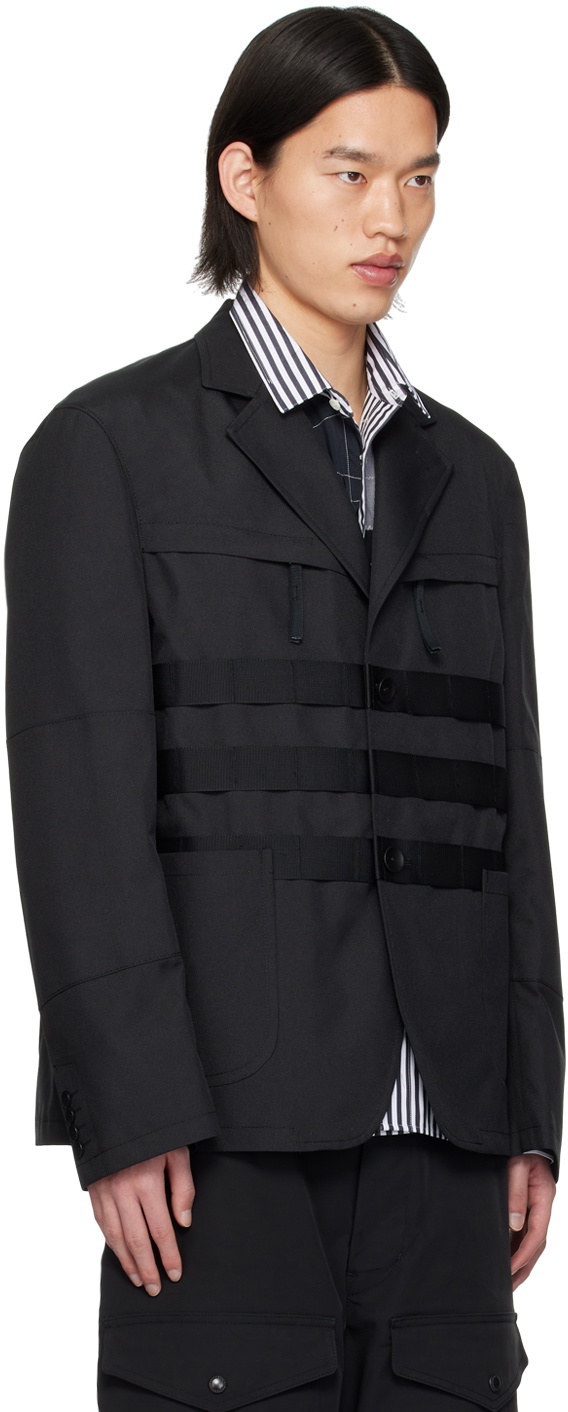 Junya Watanabe Black Single-Breasted Blazer