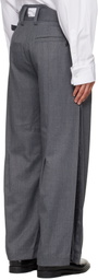 NULLUS Gray Accordion Pleats Tailored Trousers
