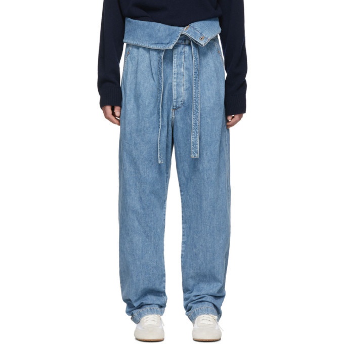 Photo: Loewe Blue Belted Pleated Jeans
