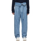 Loewe Blue Belted Pleated Jeans