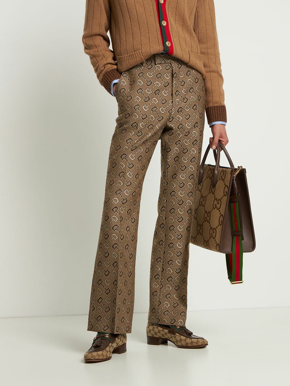 GUCCI - Maxi Horsebit Cotton Blend Pants Gucci